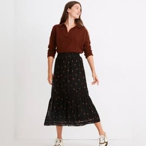 Madewell Georgette Pintuck Maxi Skirt in Amie Floral 1X